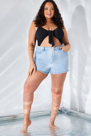 Light Wash Denim Mom Short