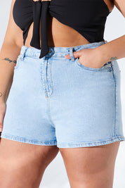 Light Wash Denim Mom Short