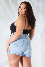 Light Wash Denim Mom Short