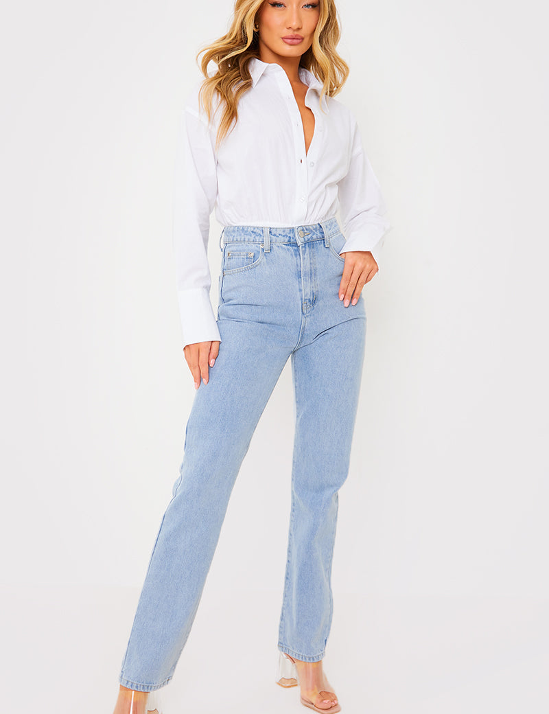 Light Wash Straight Leg Jeans