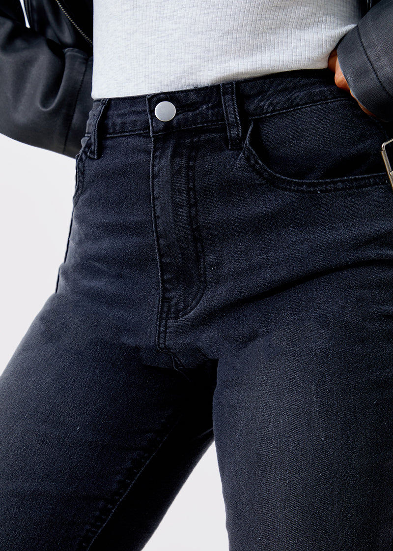 Acid Wash Straight Leg Split Hem Jeans