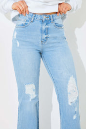 Distressed Straight Leg Jeans
