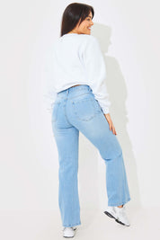 Distressed Straight Leg Jeans