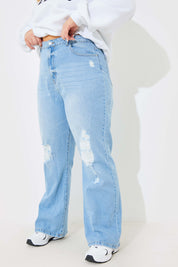 Distressed Straight Leg Jeans
