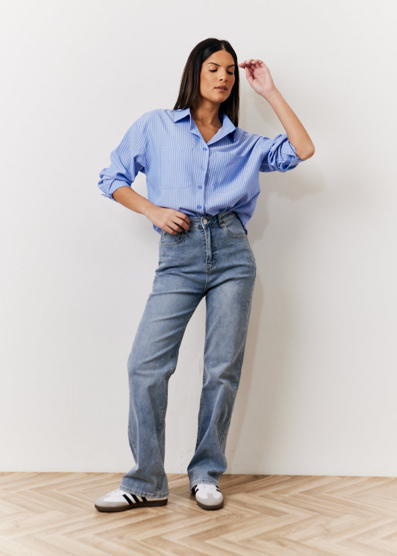 Oversized Striped Poplin Shirt