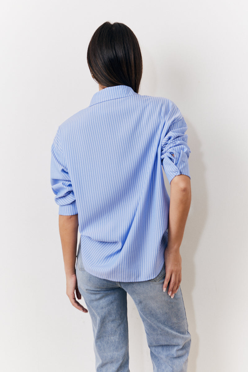Oversized Striped Poplin Shirt