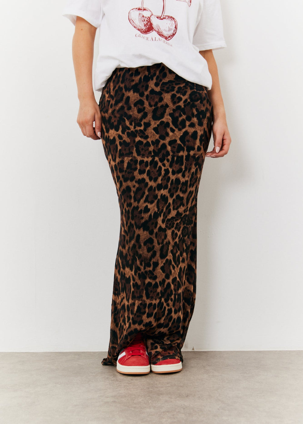 Leopard Mesh Maxi Skirt