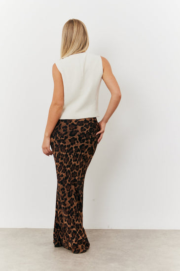 Black and Brown Leopard Mesh Skirt