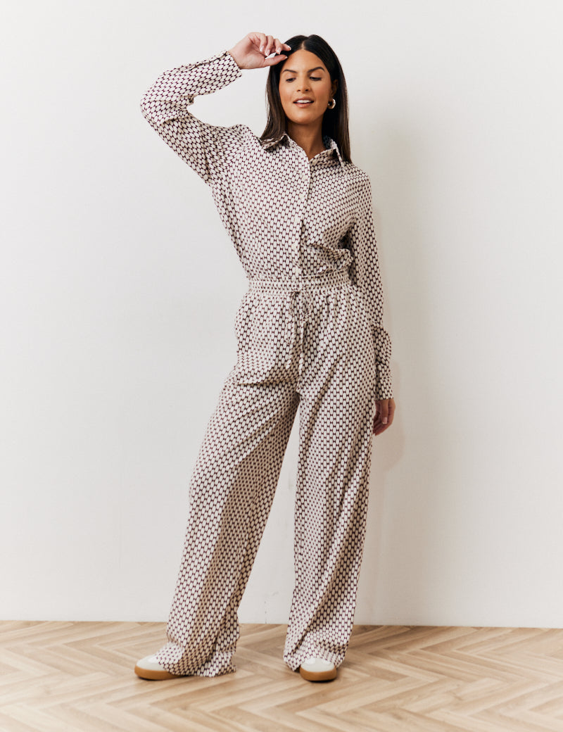 Geo Print Wide Leg Trousers