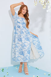 Printed Milkmaid Midi Dress