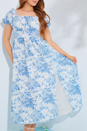 Printed Milkmaid Midi Dress