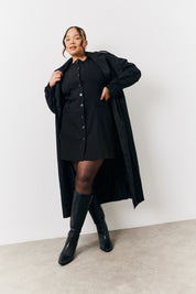 Round Neck Button Through Mini Dress