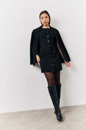 Round Neck Button Through Mini Dress