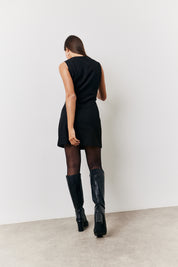 Round Neck Button Through Mini Dress