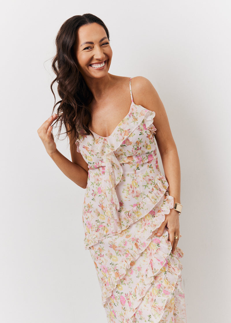 Floral Frill Maxi Dress