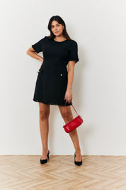 Short Sleeve Boucle Mini Dress