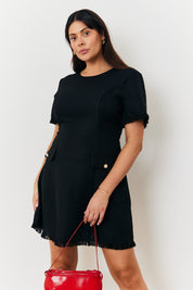 Short Sleeve Boucle Mini Dress