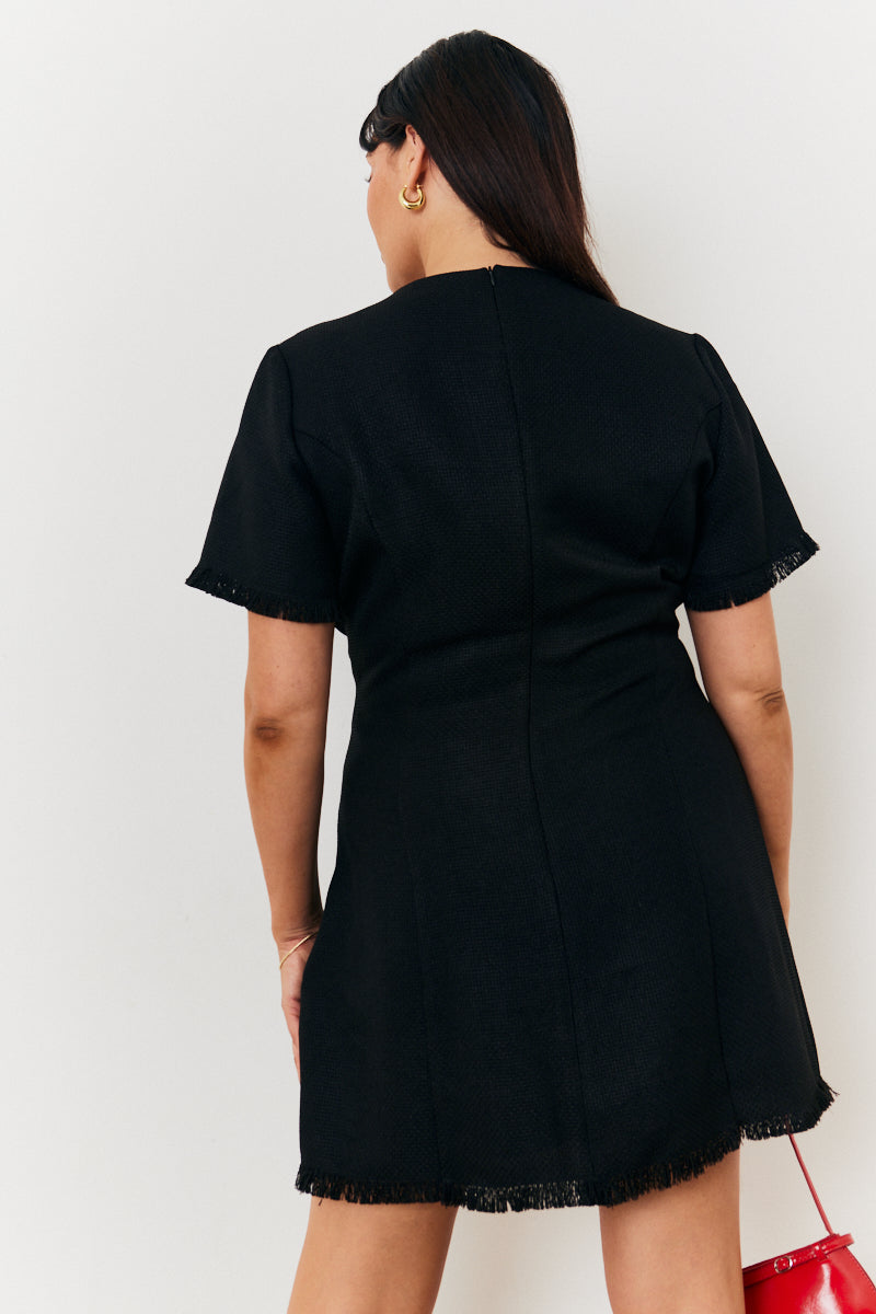 Short Sleeve Boucle Mini Dress