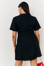 Short Sleeve Boucle Mini Dress
