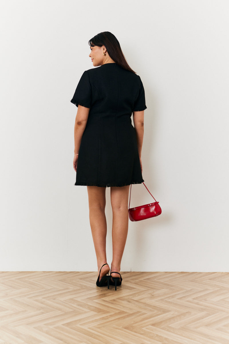 Short Sleeve Boucle Mini Dress