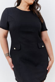 Short Sleeve Boucle Mini Dress