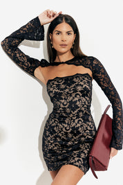Lace Mini Dress With Removable Sleeves