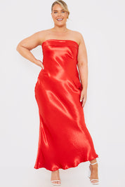 Liquid Satin Bandeau Cut Out Back Maxi Dress