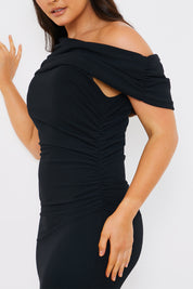 Asymmetric Ruched Mini Dress