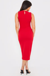 Boat Neck Ruched Midi Dress