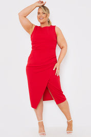 Boat Neck Ruched Midi Dress
