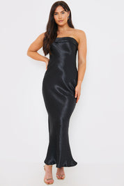Liquid Satin Bandeau Cut Out Back Maxi Dress