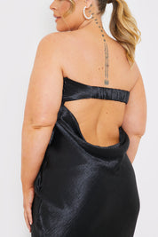 Liquid Satin Bandeau Cut Out Back Maxi Dress
