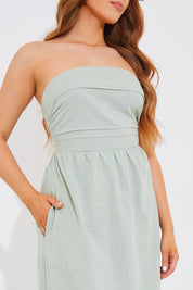 Bandeau Linen Look Midi Dress