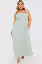 Bandeau Linen Look Midi Dress