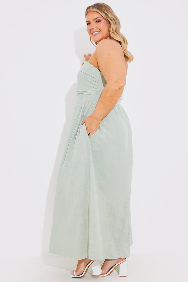 Bandeau Linen Look Midi Dress
