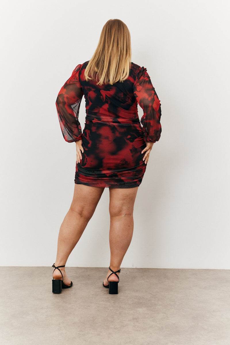 Abstract Print Wrap Mini Dress - InTheStyle