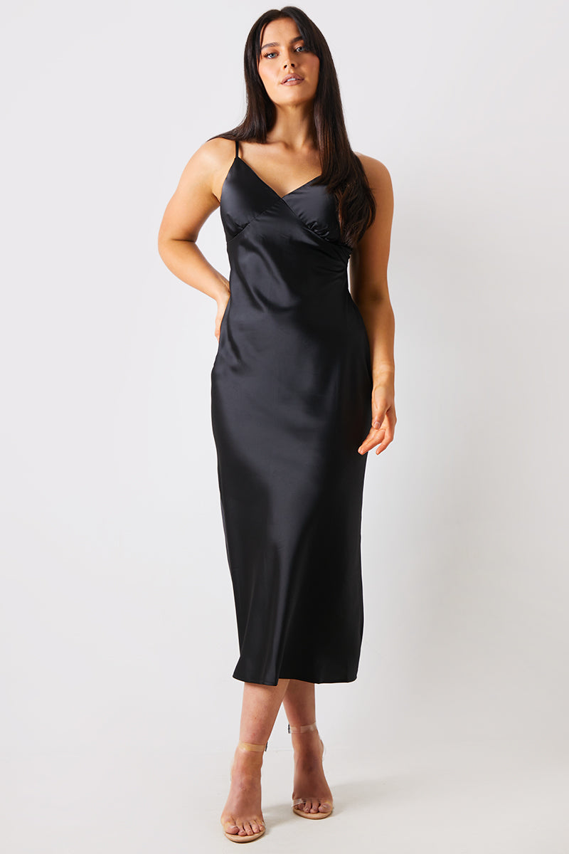 Satin Plunge Midaxi Dress