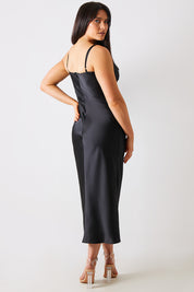 Satin Plunge Midaxi Dress