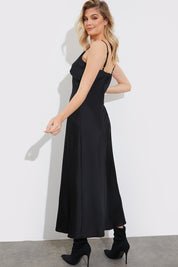 Satin Plunge Midaxi Dress