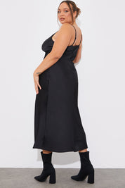 Satin Plunge Midaxi Dress