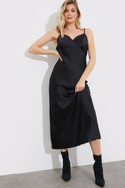 Satin Plunge Midaxi Dress
