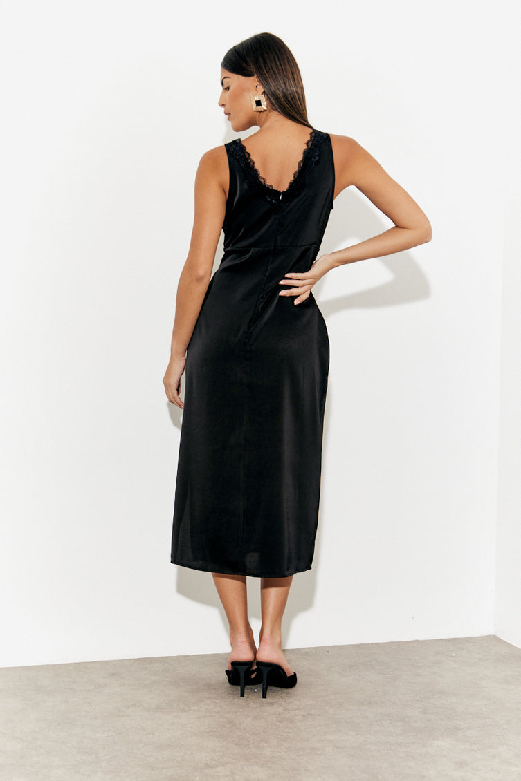 Linen And Lace Trim Midi Dress main image 0