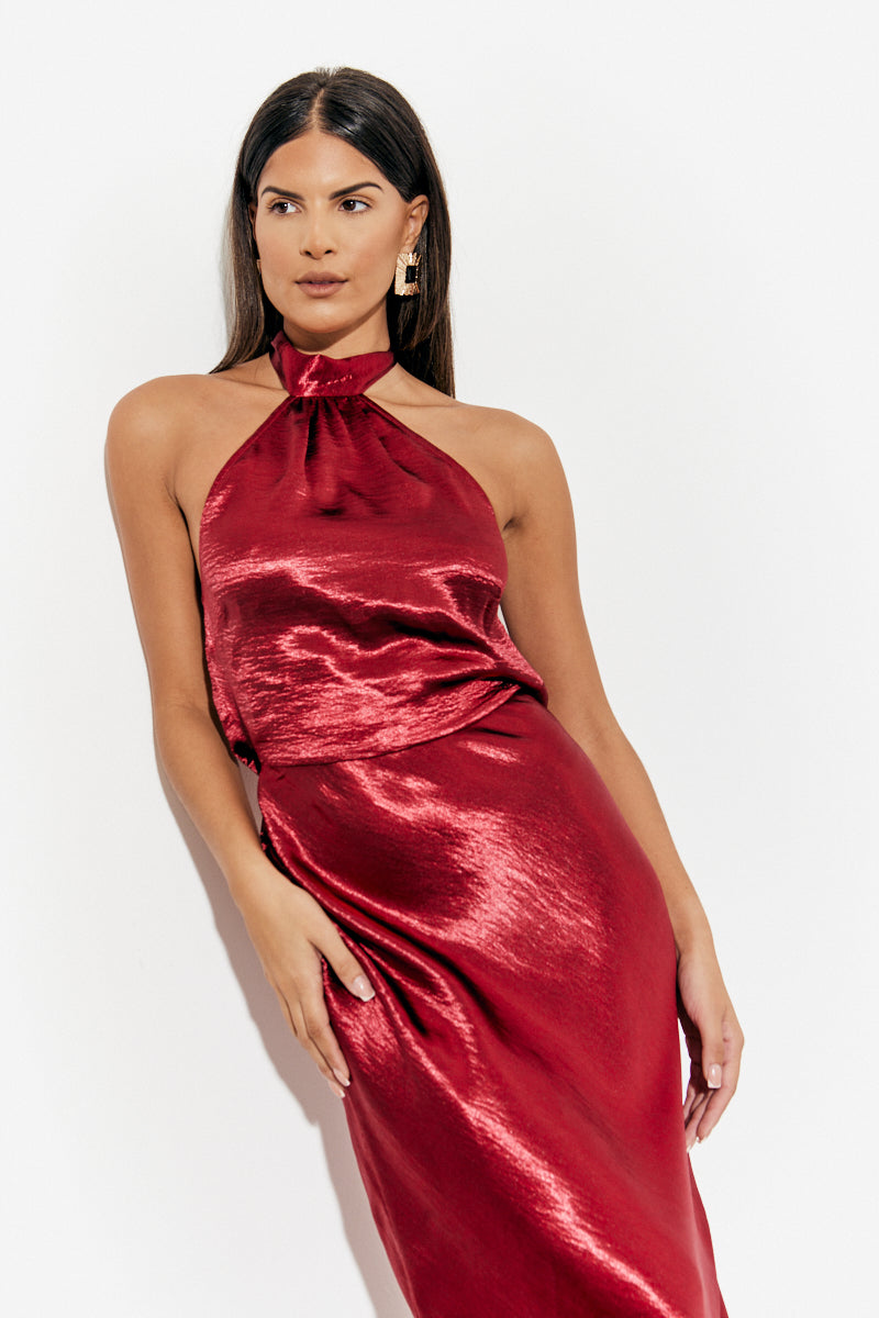Liquid Satin Halterneck Cowl Back Midaxi Dress InTheStyle Liquid Satin Halterneck Cowl Back Midaxi Dress InTheStyle