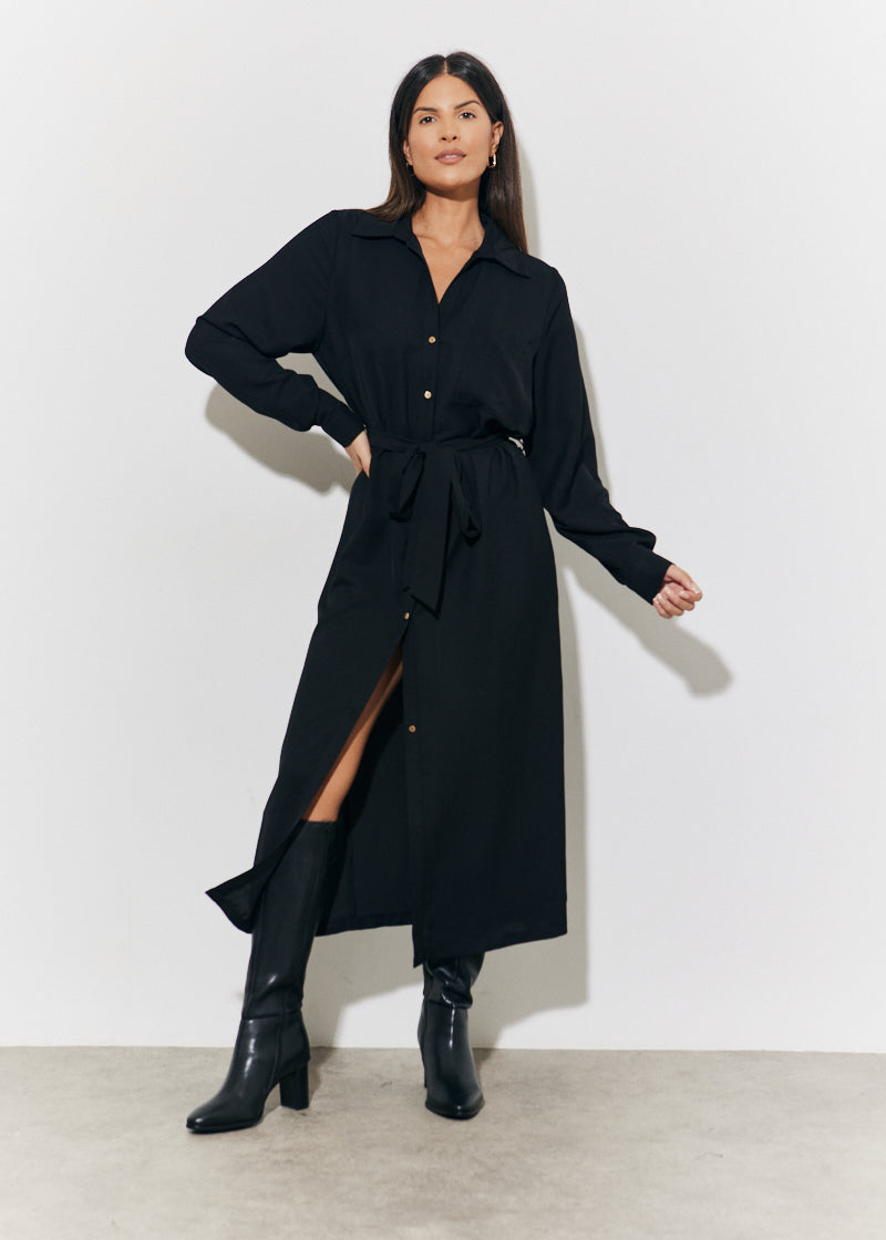 Belted Midi Shirt Dress	