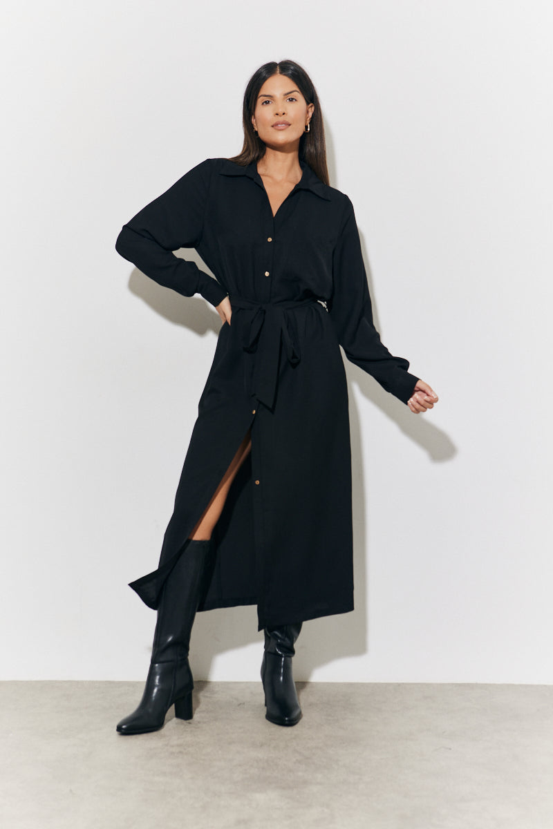 Belted Midi Shirt Dress	