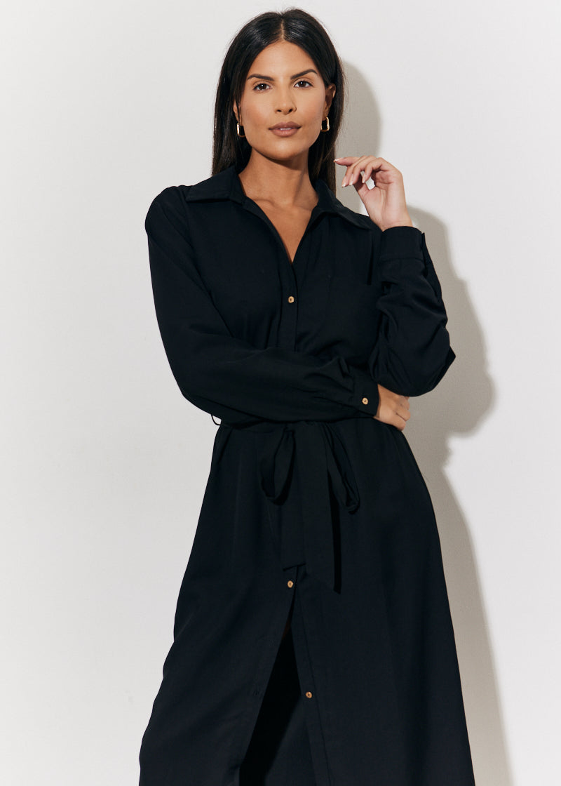 Belted Midi Shirt Dress	