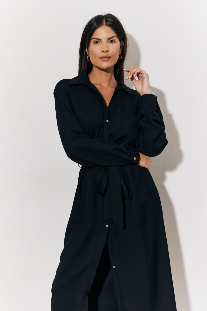 Belted Midi Shirt Dress	