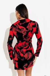 Abstract Print Wrap Mini Dress - InTheStyle