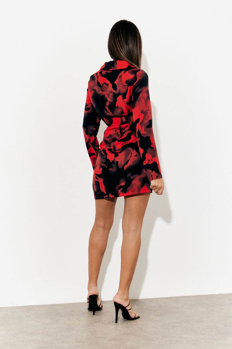 Abstract Print Wrap Mini Dress - InTheStyle