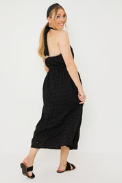 Broderie Anglaise Halterneck Midi Dress